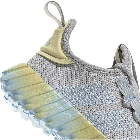 NWT adidas Unisex Kaptir Flow Sneaker, Grey/Blue/Powder Yellow, 4.5 Little Kid - Picture 3 of 6